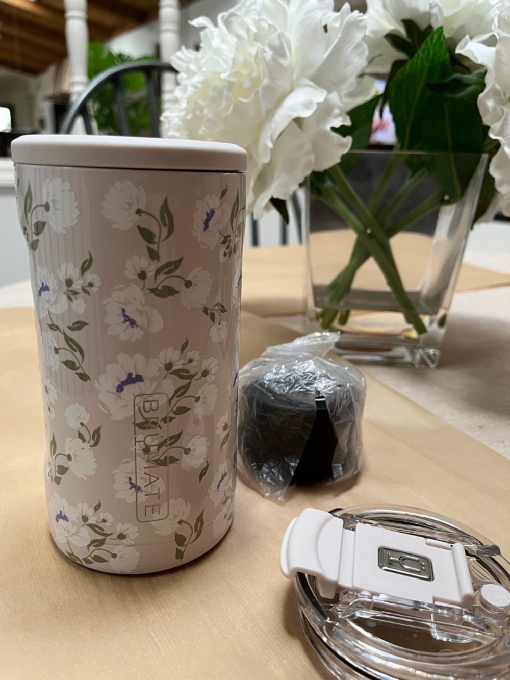 Purple/white Vintage Floral Insulated Tumbler BruMate *Limited!** 3 in 1 trio